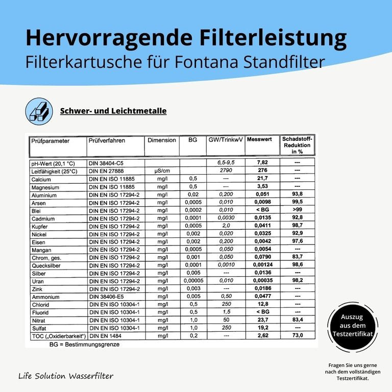 Filterelemente für Standfilter Fontana
