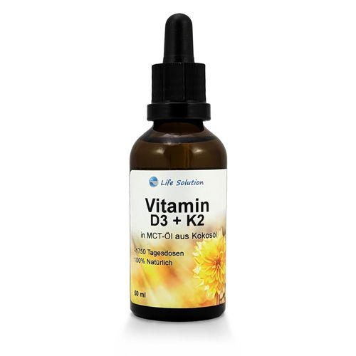 Vitamin D3 + K2 Tropfen - 1000 I.E. D3 / 20 µg K2 - je Tropfen - 1700 Tropfen