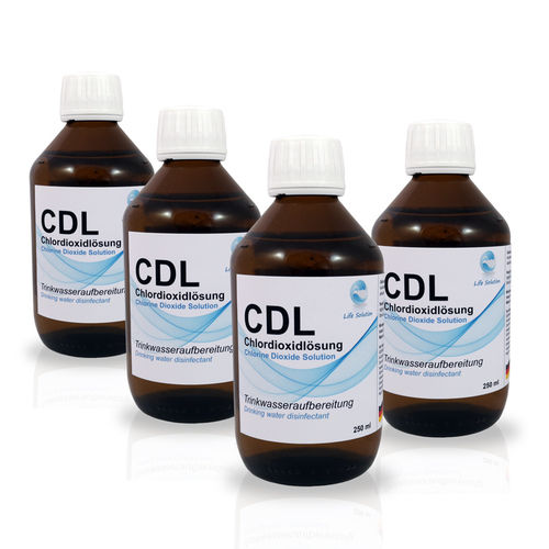 Life Solution CDL / CDS 4x 250ml / 1 Liter - Chlordioxidlösung 0,3% - Standard