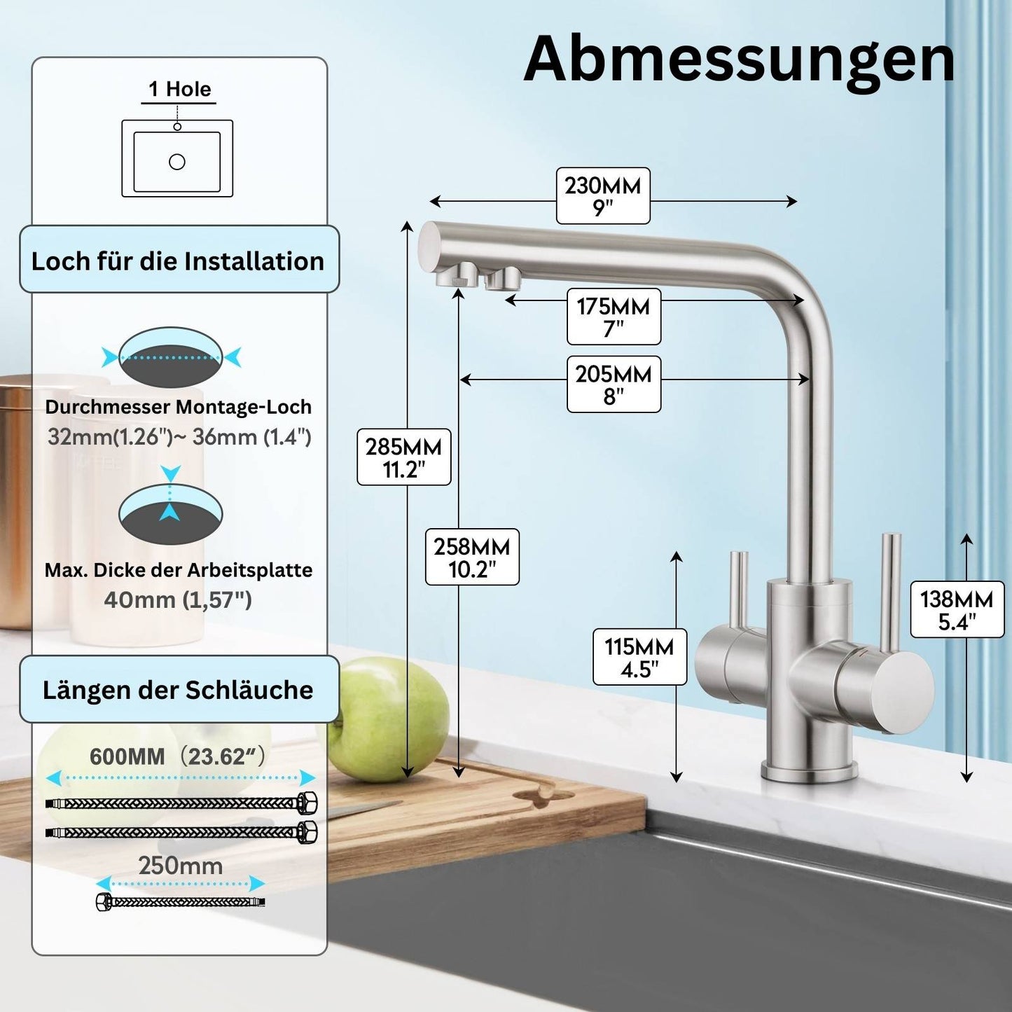 3 Wege Wasserhahn Matt
