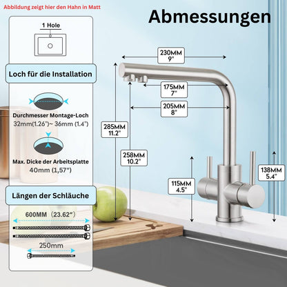 3 Wege Wasserhahn Hochglanz