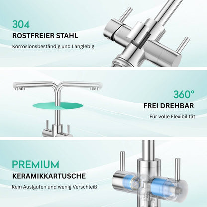 3 Wege Wasserhahn Hochglanz