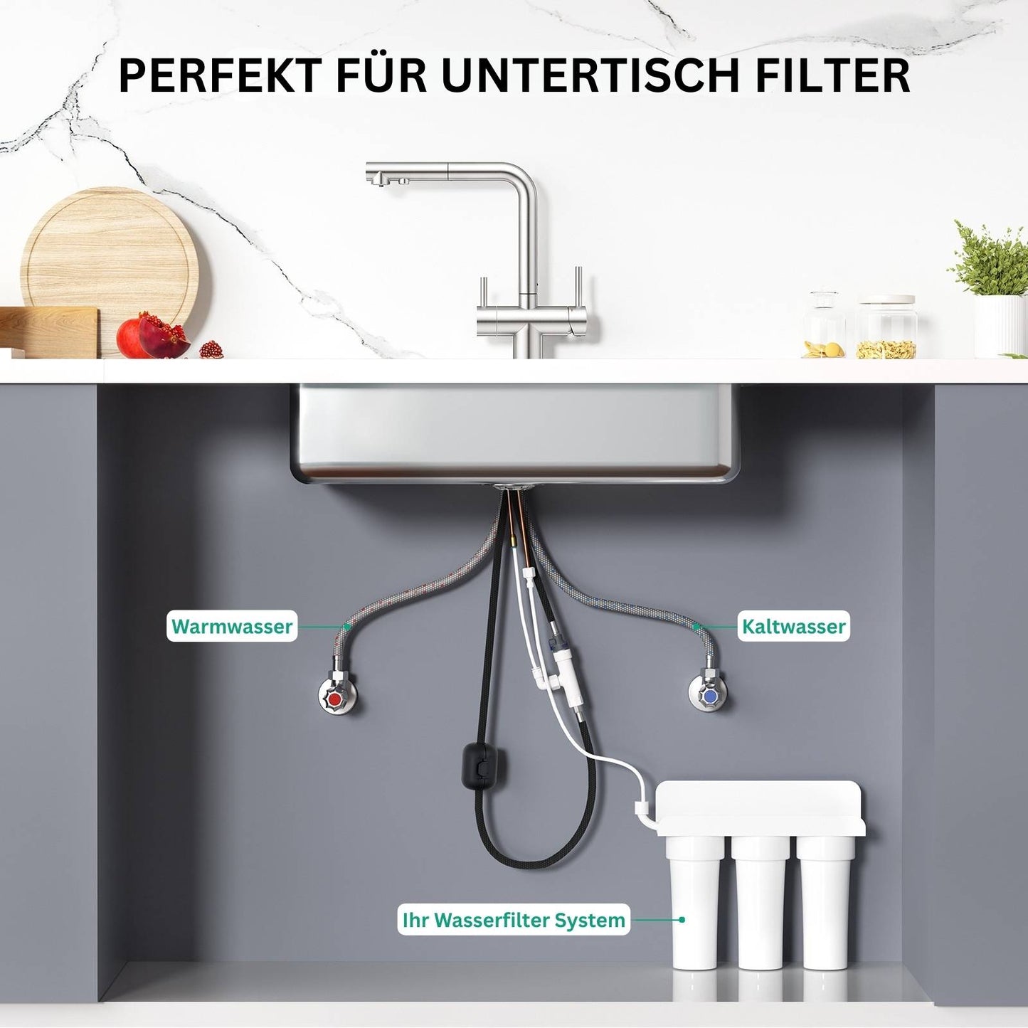 3 Wege Wasserhahn Matt - Ausziehbar