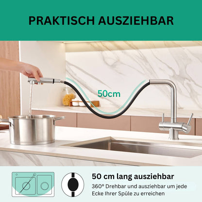 3 Wege Wasserhahn Matt - Ausziehbar