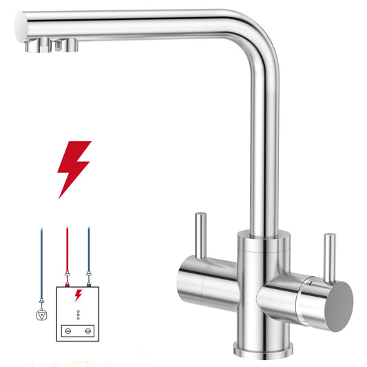 3 Wege Wasserhahn Hochglanz - Niederduck - für Nutzung mit Boilern