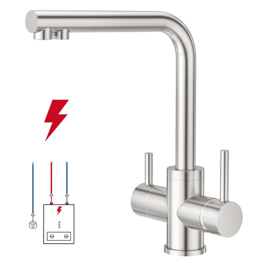 3 Wege Wasserhahn Matt - Niederduck - für Nutzung mit Boilern
