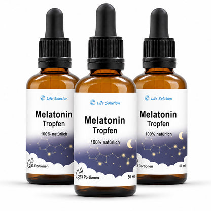 3 flacons de 50 ml de gouttes de mélatonine - Gouttes naturelles pour le sommeil - pour 699 nuits - arôme vanille