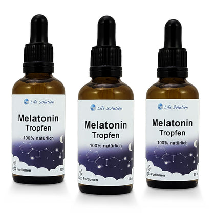 3x 50ml Melatonin Tropfen - Natürliche Schlaftropfen - für 699 Nächte - mit Vanillegeschmack
