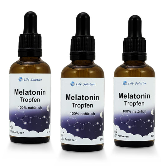 3x 50ml Melatonin Tropfen - Natürliche Schlaftropfen - für 699 Nächte - mit Vanillegeschmack