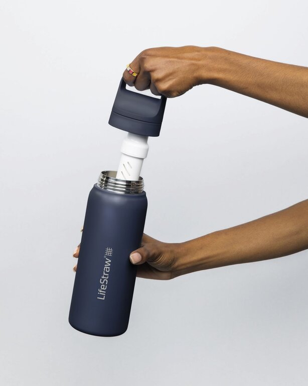 LifeStraw Go Filterflasche Edelstahl - 1 Liter - Isolierflasche Stainless Steel