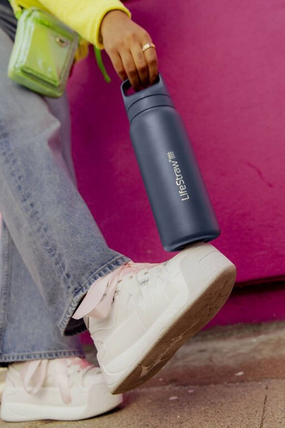 LifeStraw Go Filterflasche Edelstahl - 1 Liter - Isolierflasche Stainless Steel