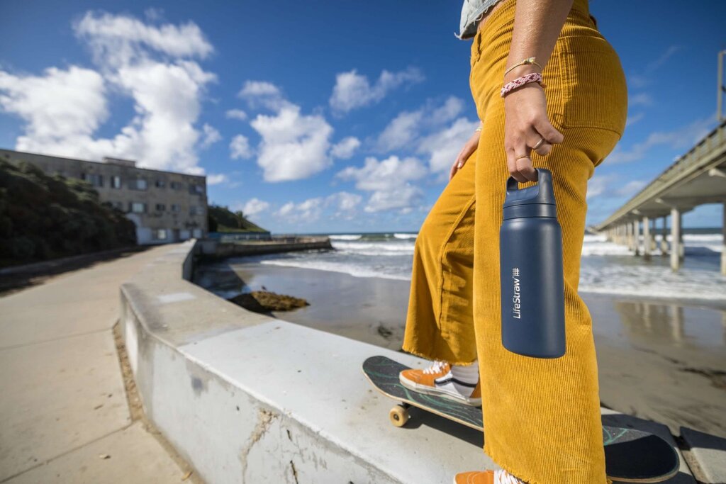 LifeStraw Go Filterflasche Edelstahl - 1 Liter - Isolierflasche Stainless Steel