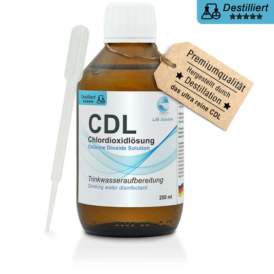 CDL 0,3% Chlordioxid Lösung – destilliert & hoch rein – in Braunglas mit Pipette