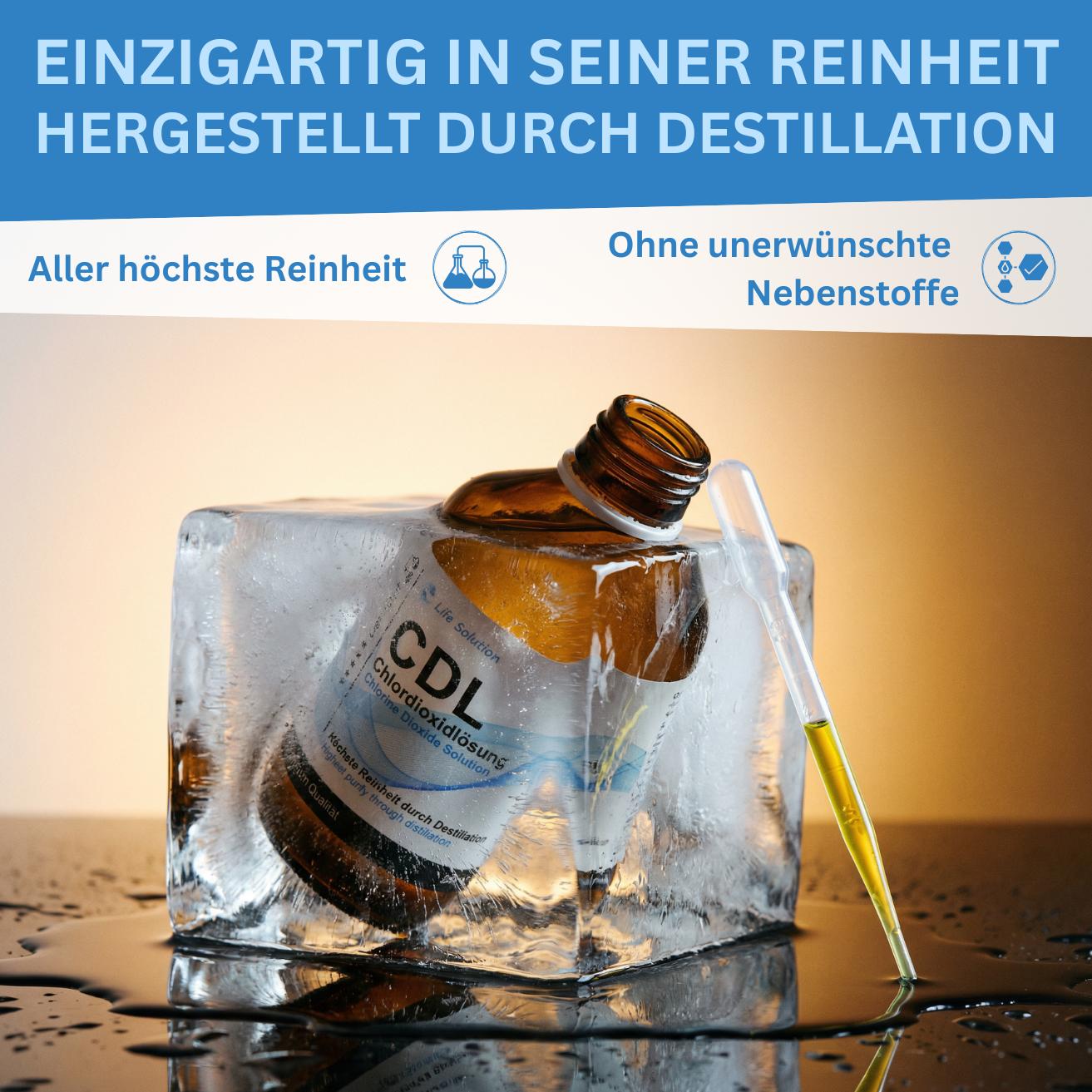 CDL 0,3% Chlordioxid Lösung – destilliert & hoch rein – in Braunglas mit Pipette