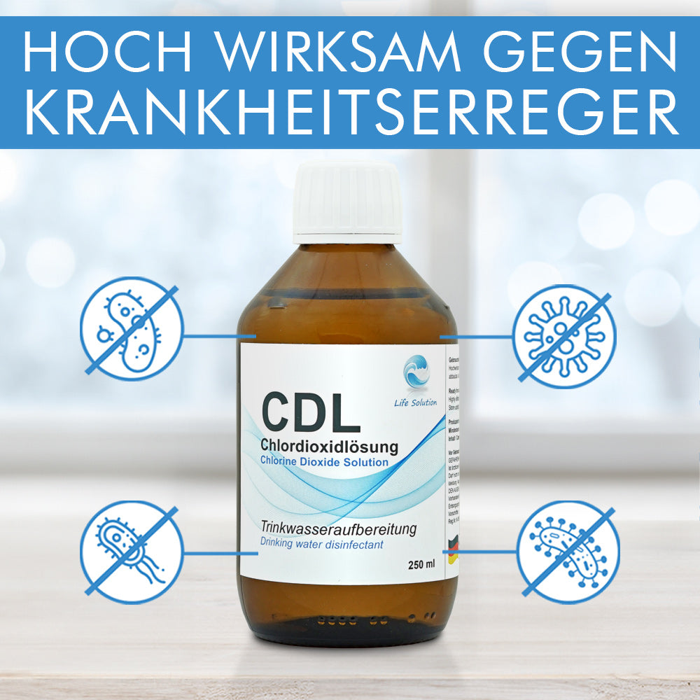 CDL 4x 250ml / 1 Liter - Chlordioxidlösung 0,3% - sofort anwendbar - Standard