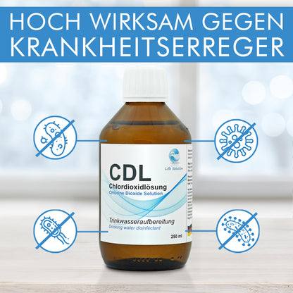 CDL 4x 250ml / 1 Liter - Chlordioxidlösung 0,3% - sofort anwendbar - Standard
