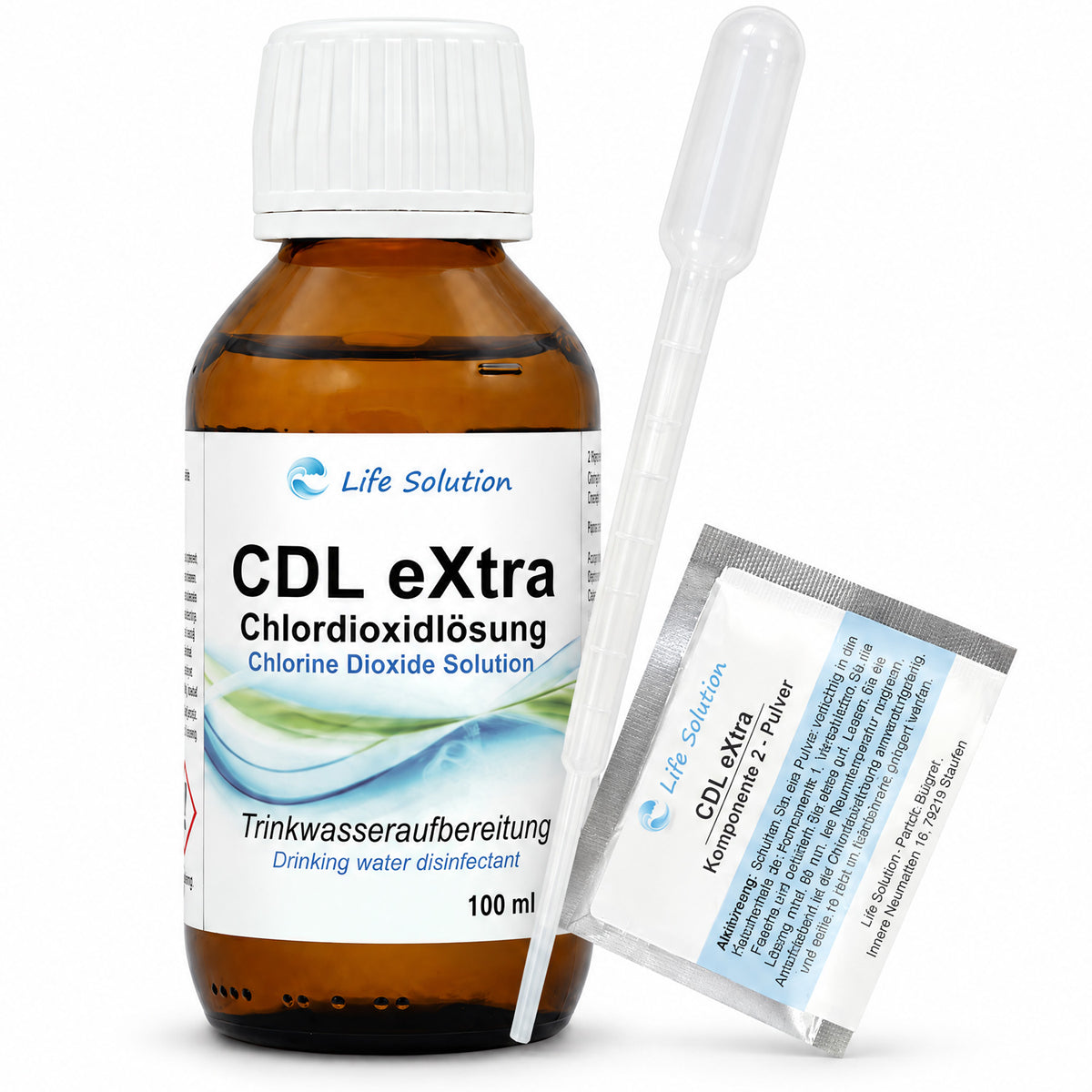 CDL eXtra - CDS - Solution de dioxyde de chlore à 0,3 % - Durée de conservation : environ 4 ans - Désinfection de l'eau potable