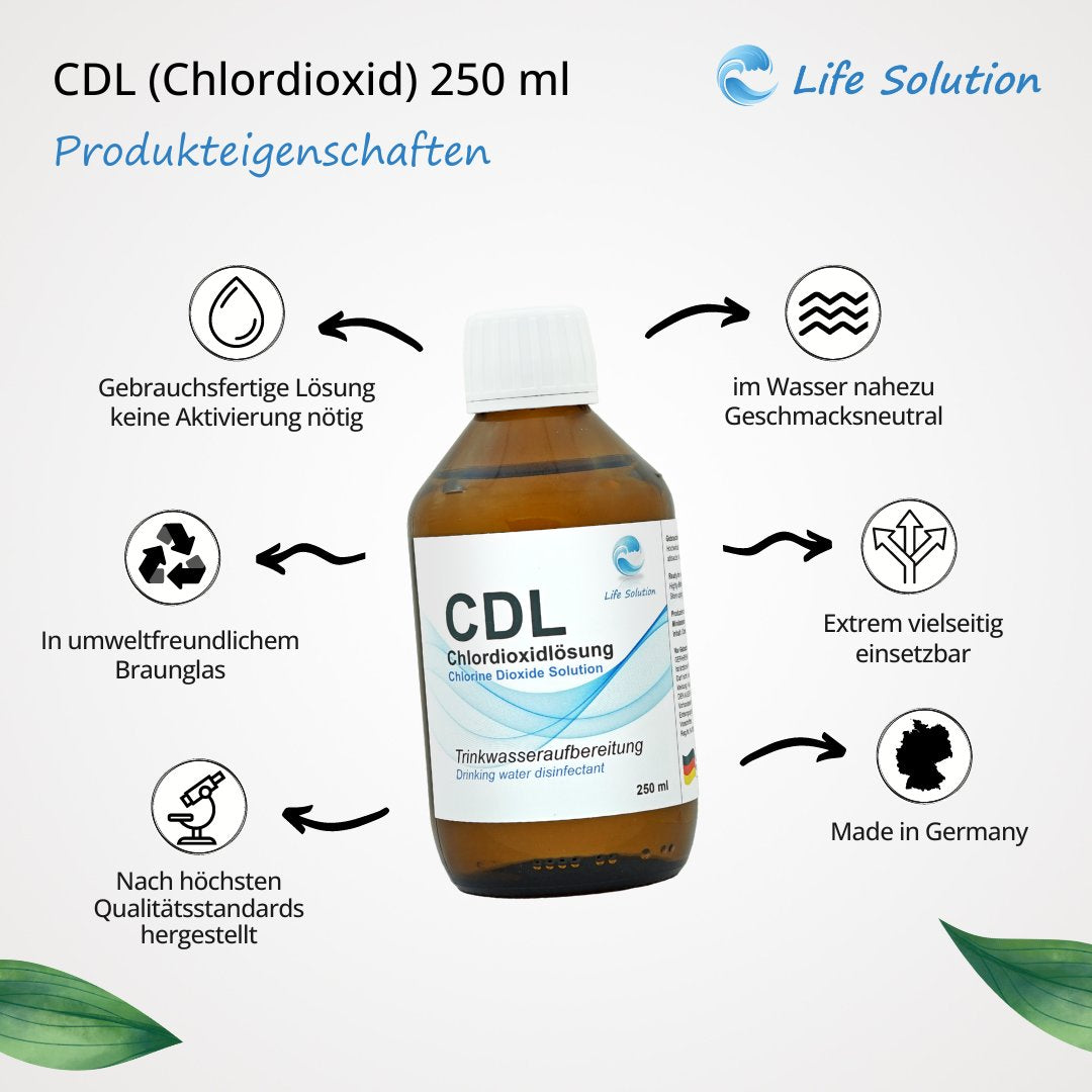 CDL 4x 250ml / 1 Liter - Chlordioxidlösung 0,3% - sofort anwendbar - Standard