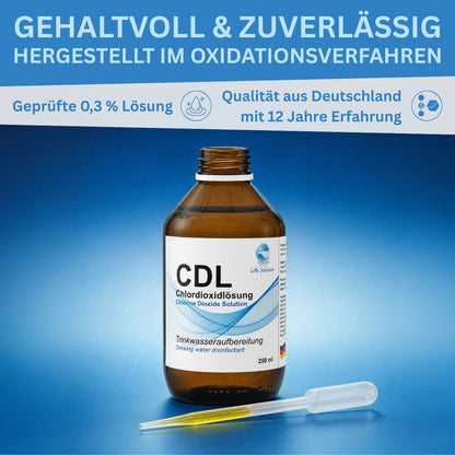 Chlorine dioxide solution CDL 0.3% - 250 ml - with pipette in amber glass - Standard