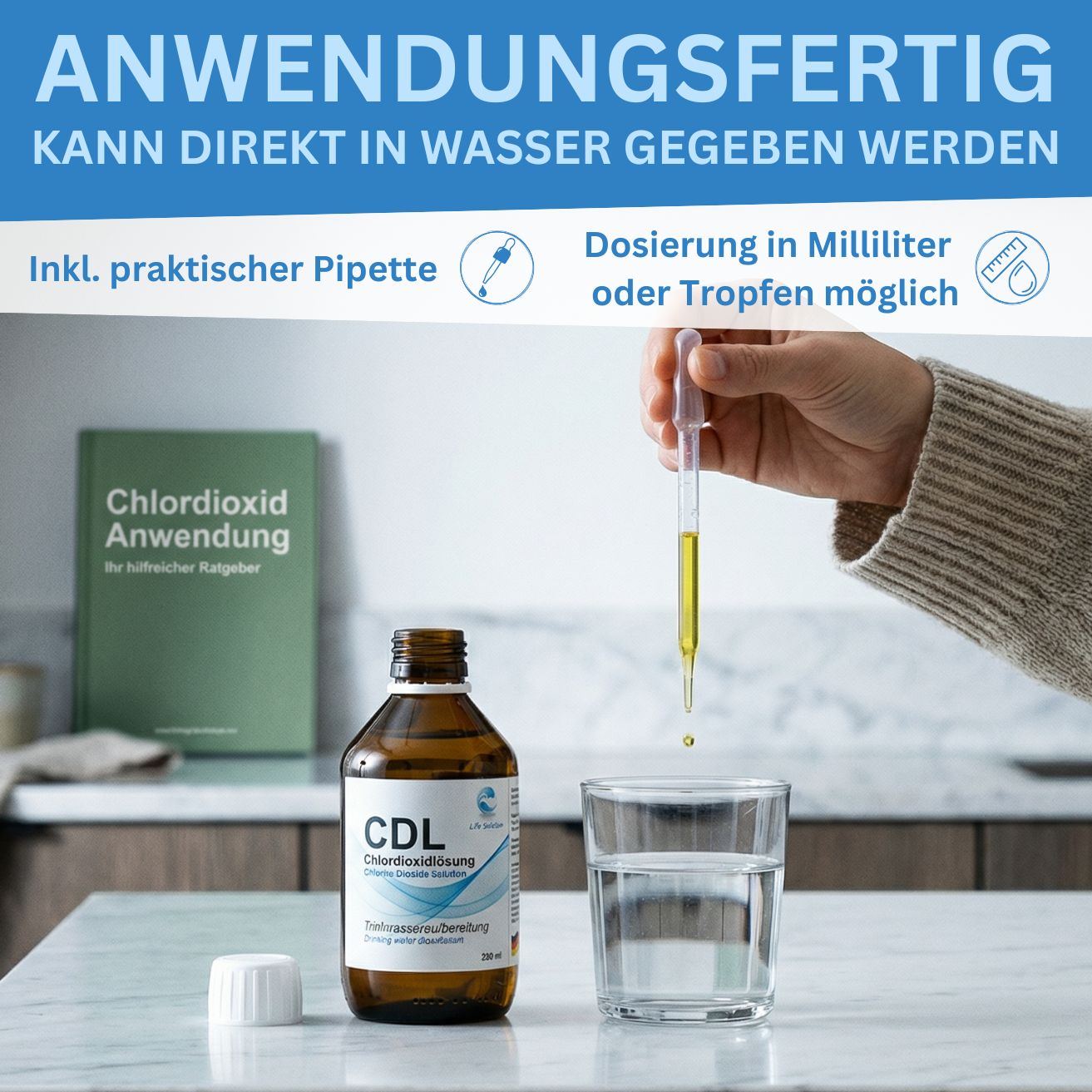 Chlordioxid Lösung CDL 0,3% - 250 ml - mit Pipette in Braunglas