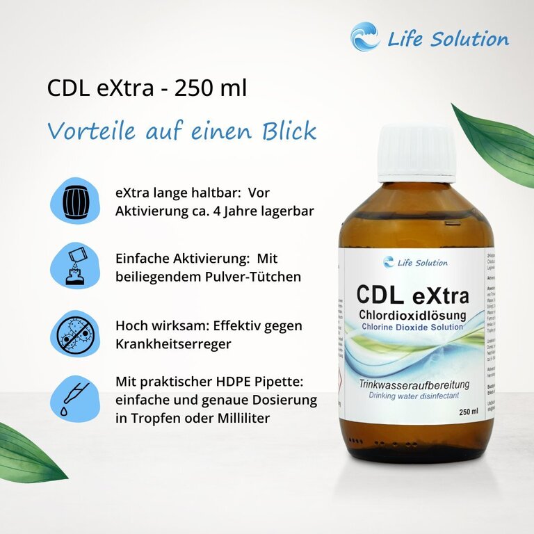 CDL eXtra - CDS - Chlordioxidlösung 0,3% - ca. 4 Jahre haltbar - Trinkwasserdesinfektion