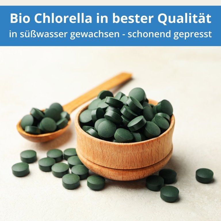 Bio Chlorella Presslinge - 750 Tabletten je 400mg - 300g - Wie Kapseln