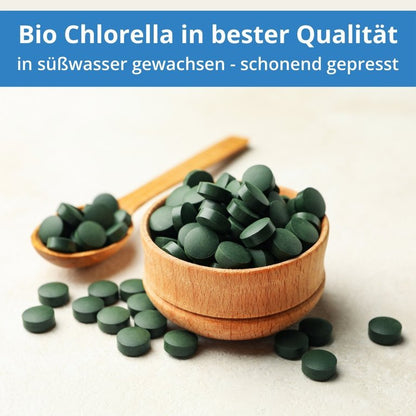 Bio Chlorella Presslinge - 750 Tabletten je 400mg - 300g - Wie Kapseln