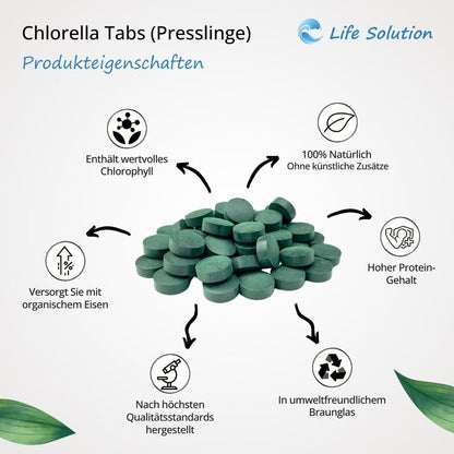 Bio Chlorella Presslinge - 750 Tabletten je 400mg - 300g - Wie Kapseln
