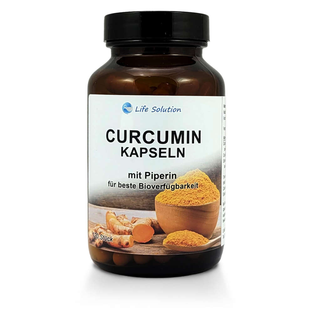 Curcumin Kapseln (Kurkuma) - 120 Stück je 225mg Curcumin - mit Piperin / Pfeffer