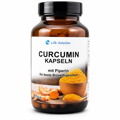 Curcumin Kapseln (Kurkuma) - 120 Stück je 225mg Curcumin - mit Piperin / Pfeffer