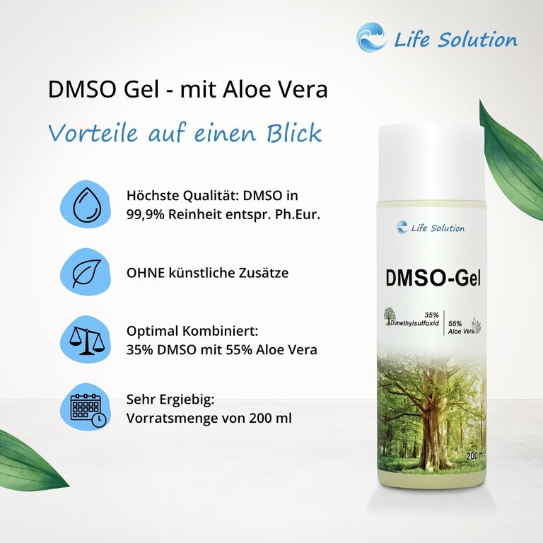 DMSO Gel mit Aloe Vera - 200ml - Dimethylsulfoxid in 99,9% pharmazeutischer Reinheit