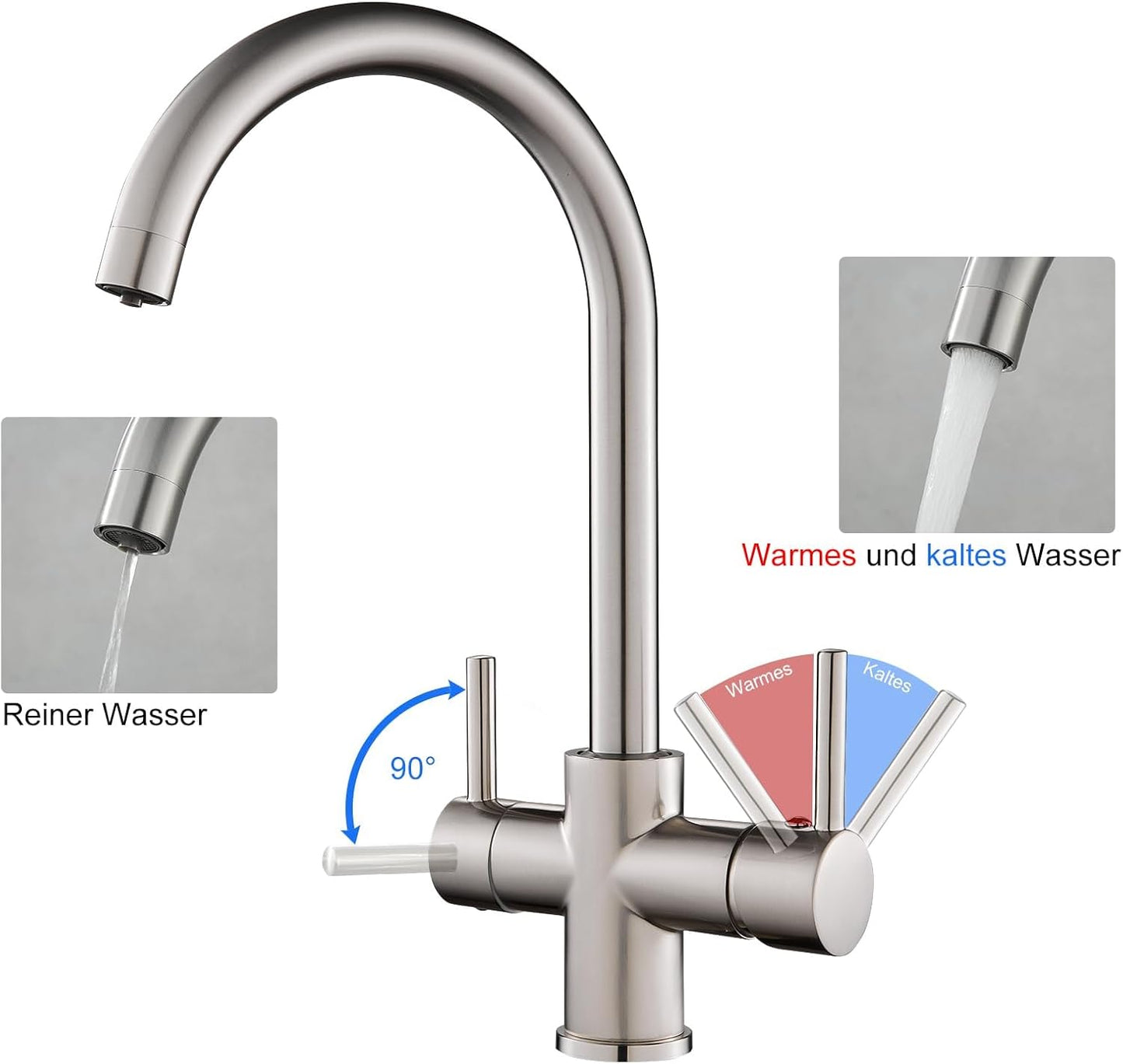 3-way chrome faucet