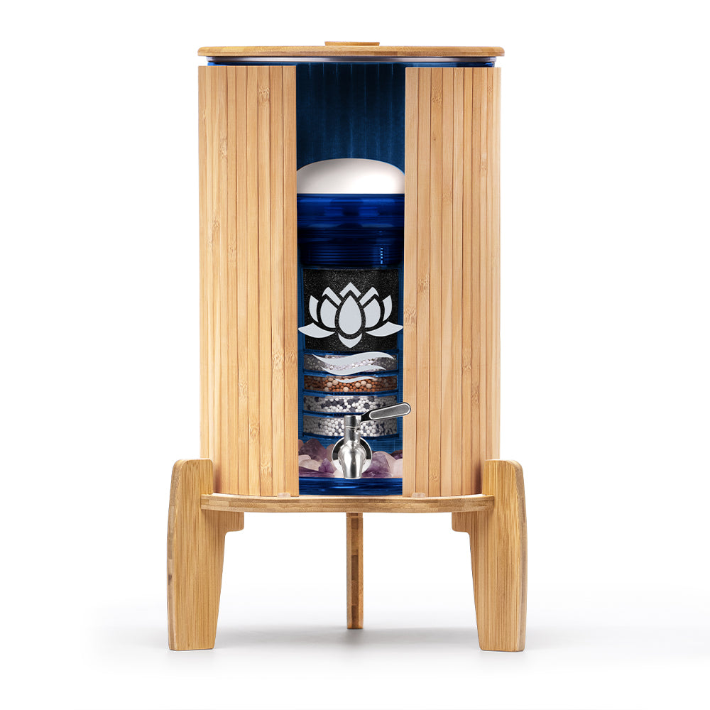 Standfilter Kaito Bambus 8 Liter - mit blauem Glas