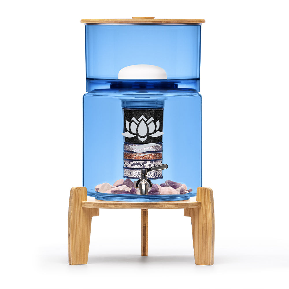 Standfilter Kaito Bambus 8 Liter - mit blauem Glas