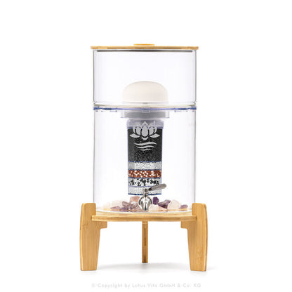 Standfilter Fontana Bambus / Akazie - 5 - 9 Liter - Glas Wasserfilter für Ihre Küche