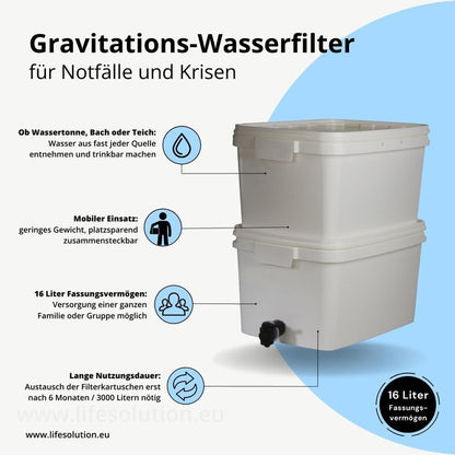 Notfall Gravitations-Filter - 16 Liter - Krisen Trinkwasserfilter - Doulton - British Berkefeld