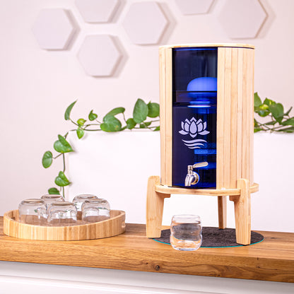Standfilter Kaito Bambus 8 Liter - mit blauem Glas