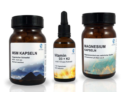 Pack Économies Os et Articulations - MSM, Magnésium et Vitamine D3+K2