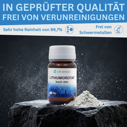 Orotate de lithium - pureté 99,7 % - 1000 comprimés de 1 mg de lithium - 26 g