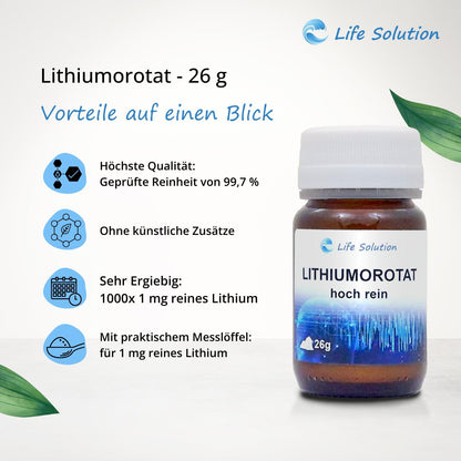 Lithiumorotat - 99,7% Reinheit - 1000x 1mg Lithium - 26 g