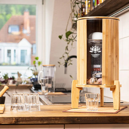 Standfilter Kendra Bambus 9 Liter - mit klarem Glas