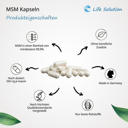 MSM Kapseln 180 Stück - mehrfach destilliert - Hoch rein - organischer Schwefel