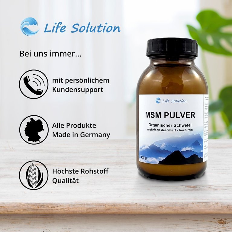 MSM Pulver 400g - mehrfach destilliert - Hoch rein - organischer Schwefel