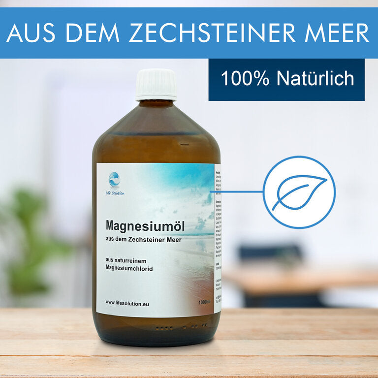 Magnesiumöl Spray - 1000 ml - Original Zechstein - inkl. Sprühflasche - 31% Magnesiumchlorid