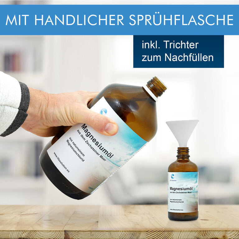 Magnesiumöl Spray - 1000 ml - Original Zechstein - inkl. Sprühflasche - 31% Magnesiumchlorid