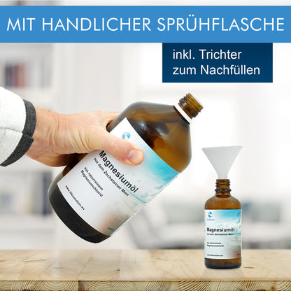 Magnesiumöl Spray - 1000 ml - Original Zechstein - inkl. Sprühflasche - 31% Magnesiumchlorid
