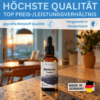 3 flacons de 50 ml de gouttes de mélatonine - Gouttes naturelles pour le sommeil - pour 699 nuits - arôme vanille