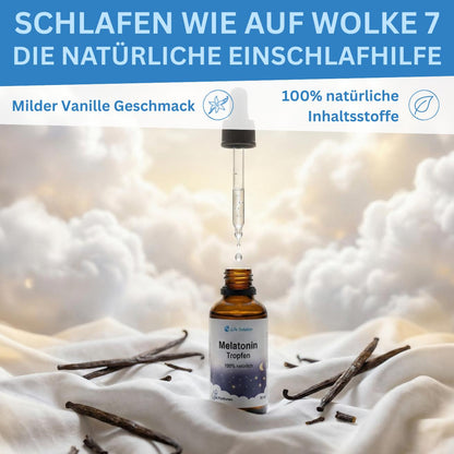 3 flacons de 50 ml de gouttes de mélatonine - Gouttes naturelles pour le sommeil - pour 699 nuits - arôme vanille