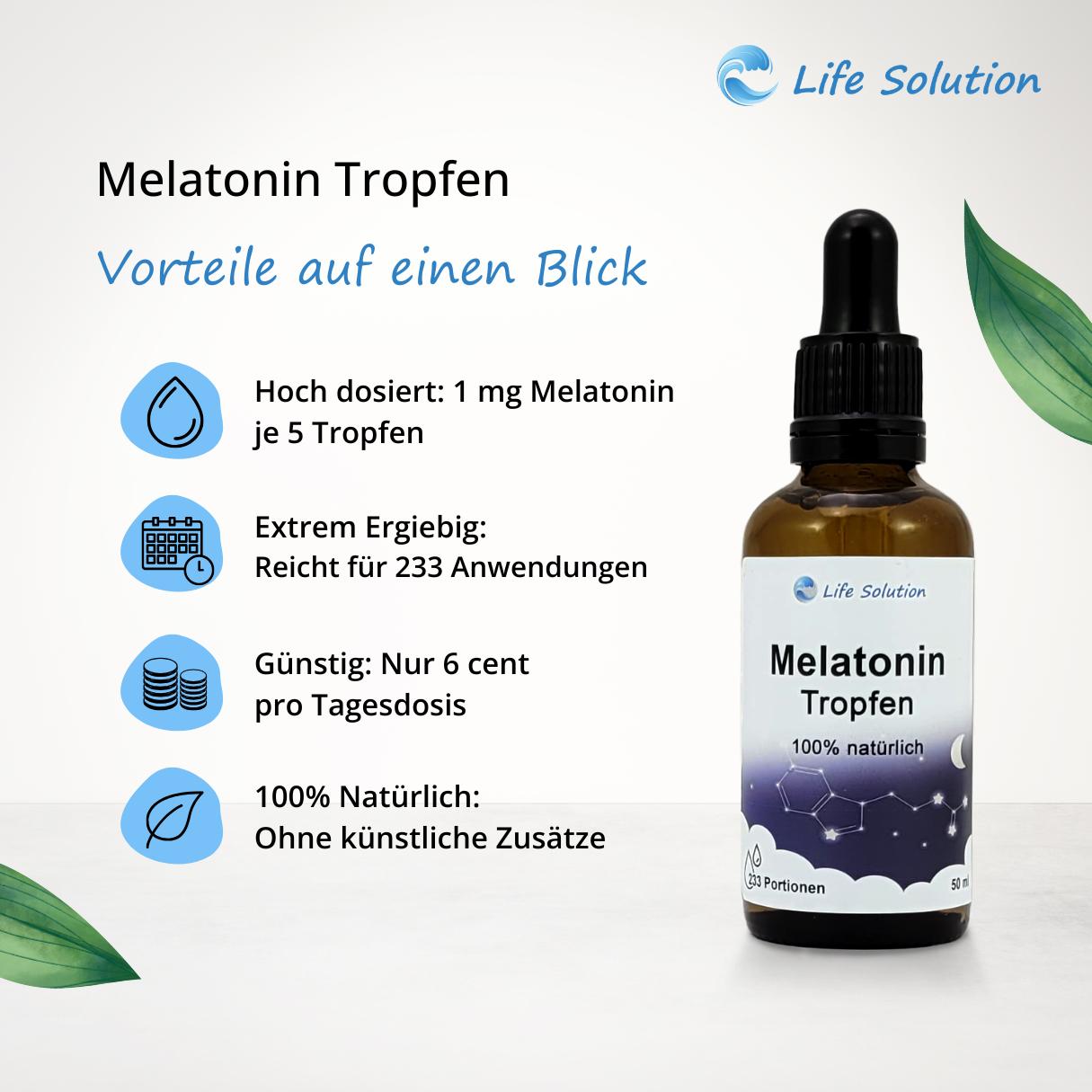 Melatonin Tropfen - Natürliche Schlaftropfen - für 233 Nächte - mit Vanillegeschmack