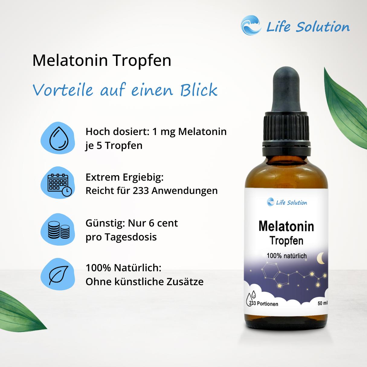 3 x 50ml Melatonin Drops - Natural Sleep Drops - for 699 Nights - with Vanilla Flavor